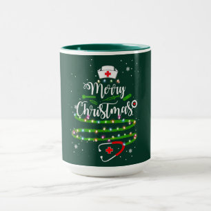 Mug Joyeux Noël Infirmière – Conception d'arbre de Noë
