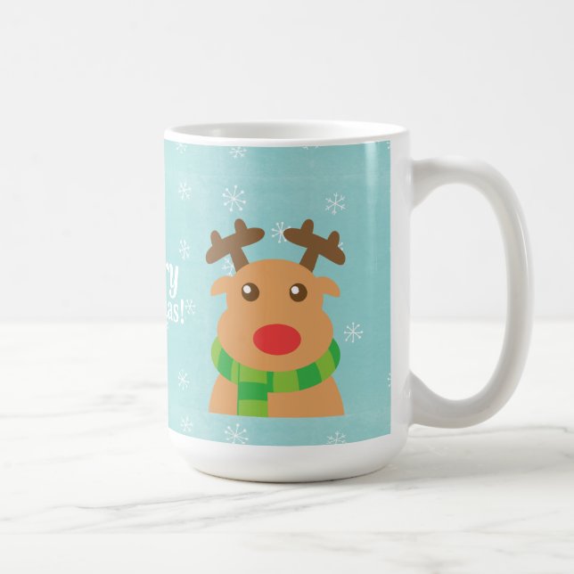 Mug Joyeux Noël - Joli renne avec nez rouge (Droite)