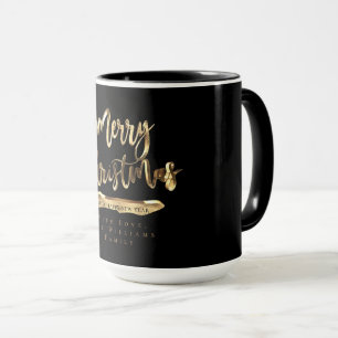 Mug Joyeux Noël Joyeux Nouvel An Elégant Black Gold