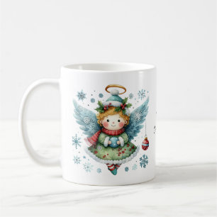 Mug Joyeux Noël mignon Angel style d'art populaire