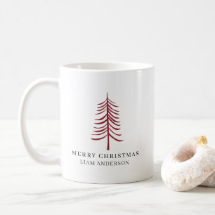 Mug Joyeux Noël Minimaliste Arbre Rouge Moderne
