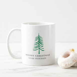 Mug Joyeux Noël minimaliste vert arbre moderne