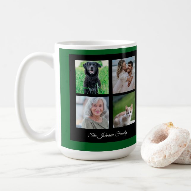 Mug Joyeux Noël Nom de famille et collage photo (Avec donut)