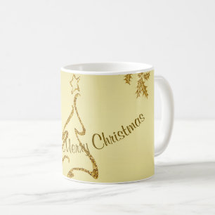 Mug Joyeux Noël Paillettes Or, Père Noël en or 