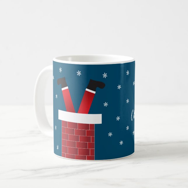 Mug Joyeux Noël Père Noël Coincé Dans Une Cheminée (Devant gauche)