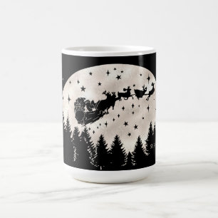 Mug Joyeux Noël Père Noël Sleigh Reindeer Pleine lune