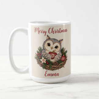 Mug Joyeux Noël personnalisé Chouette nordique pour en