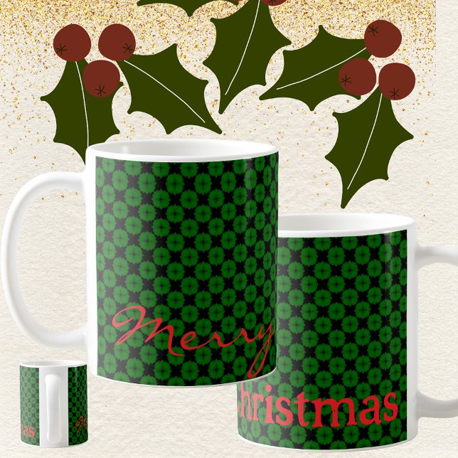 Mug Joyeux Noël personnalisé vert plaid (Créateur téléchargé)