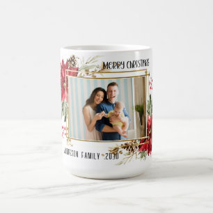 Mug Joyeux Noël Photo Moderne Fleur Rouge