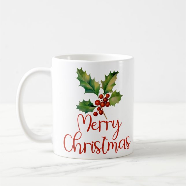 Mug Joyeux Noël, Poinsettia Berries Design Femmes (Gauche)