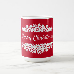 Mug Joyeux Noël rouge et blanc flocon