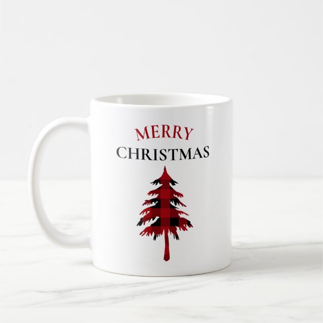 Mug Joyeux Noël Rouge et noir Buffalo Plaid (Gauche)