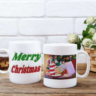 Mug Joyeux Noël rouge et vert typographie photo