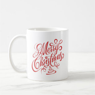Mug Joyeux Noël Rouge fantaisie Cursive Typographie
