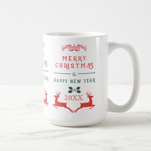 Mug Joyeux Noël Texte Design et rennes (Droite)