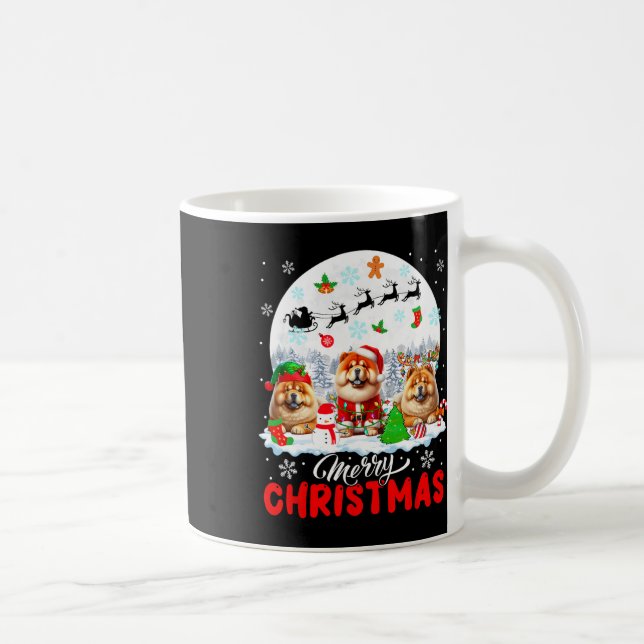 Mug Joyeux Noël Trois Père Noël Elf Reindeer Chow Chow (Droite)