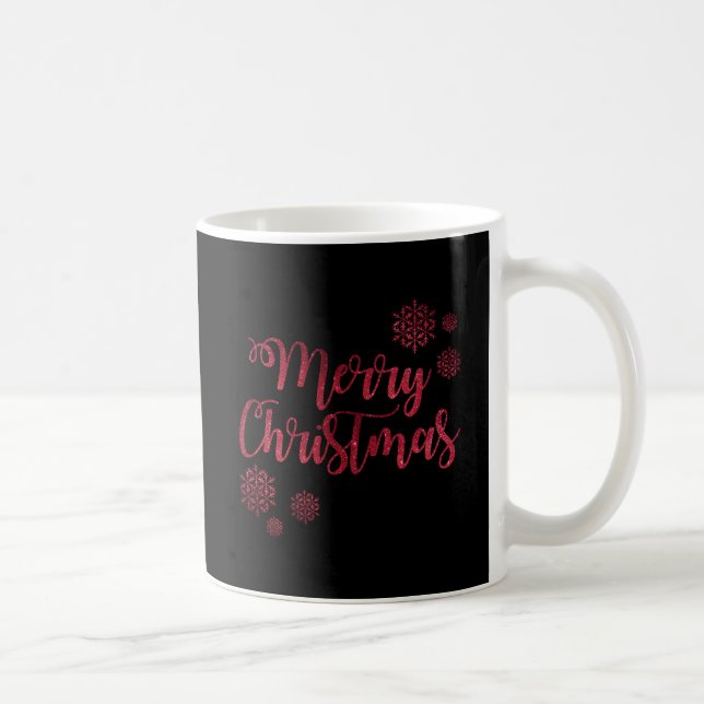 Mug Joyeux Noël Typographie de flocon de neige noir et (Droite)