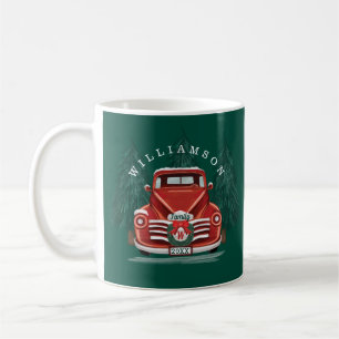 Mug Joyeux Noël Vintage Camion Rouge Arbre de Noël