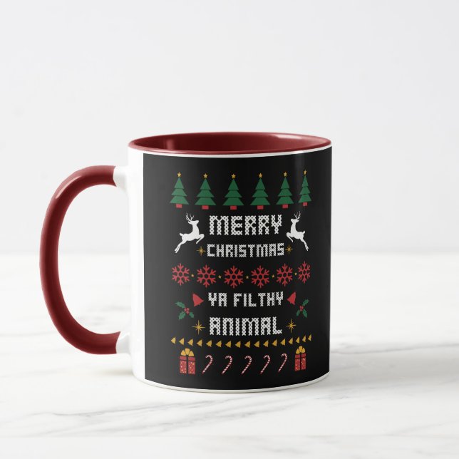 Mug Joyeux Noël Ya Filthy Animal Mauvais Noël (Gauche)