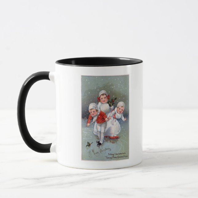 Mug Joyeux NoëlPetits enfants Patinage sur glace (Gauche)