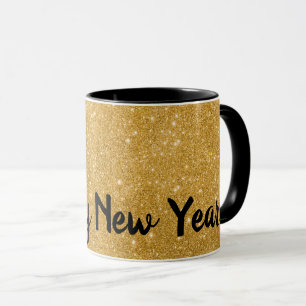 Mug Joyeux Nouvel An Parties scintillant d'or effet ca