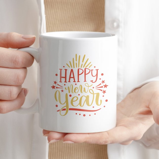 Mug Joyeux Nouvel An Thé de café Typographie Cadeau d' (Créateur téléchargé)