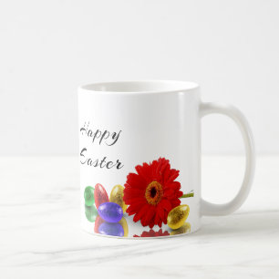 Mug Joyeux Oeufs de Pâques colorés avec Gerbera