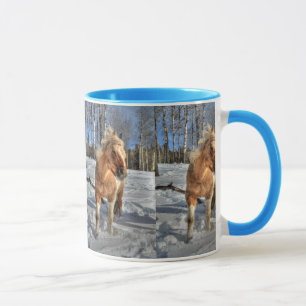 Mug Joyeux Palomino Pinto Horse et neige