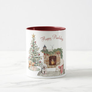 Mug Joyeux Pawlidays Design de Chien - Bichon Frise