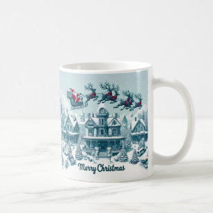 Mug Joyeux Père Noël de Noël sur son bleu nuit