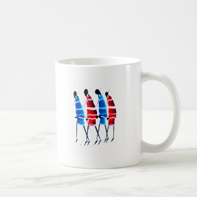 Mug Joyeux peuple Massaï Guerriers Marcher Art Imprime (Droite)