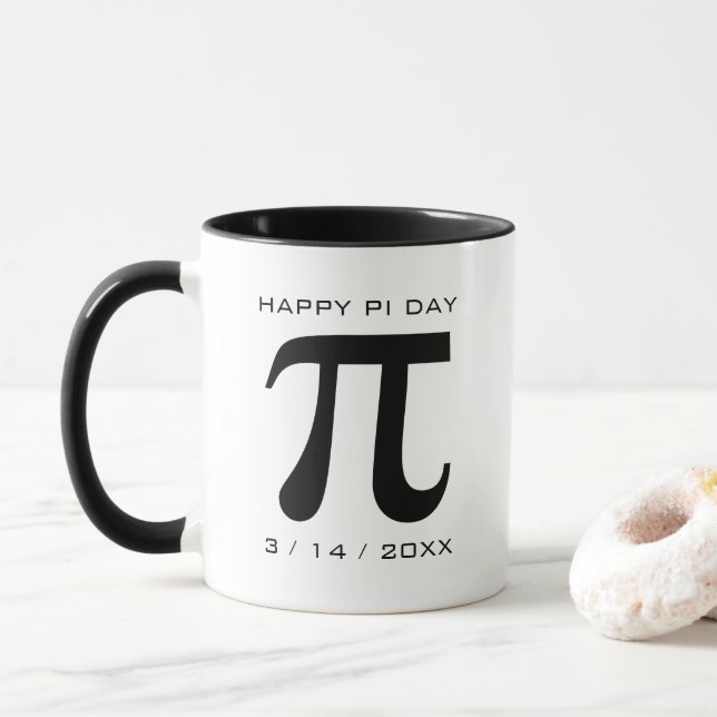 Mug Joyeux Pi Day noir et blanc (Avec donut)