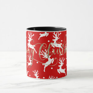 Mug Joyeux rennes de Noël Rouge