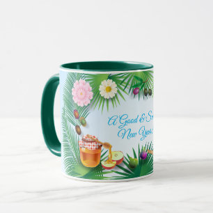Mug Joyeux Rosh Hashanah Juif Nouvel An Miel & Pomme