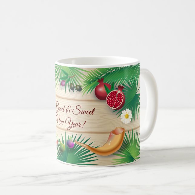 Mug Joyeux Rosh Hashanah Juif Nouvel An Miel & Pomme (Devant droit)