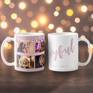 Mug Joyeux Script Blush Pink 4 Photo Coller Keepsaké