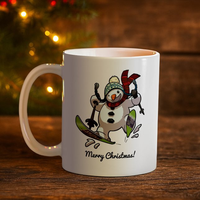 Mug Joyeux Ski Snowman Wooly Casquette Cartoon de Noël (Créateur téléchargé)