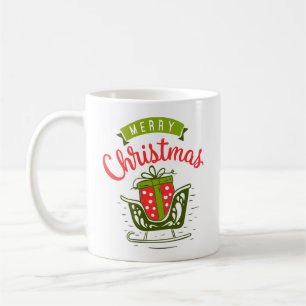 Mug Joyeux Sleigh de Noël Présente Rouge Vert Noël 