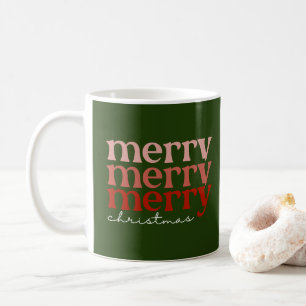 Mug Joyeux texte de Noël Salutation rouge et vert