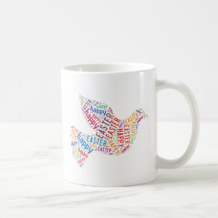 Mug Joyeux texte de voeux de la colombe de Pâques