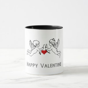 Mug Joyeux Valentine Cherubs Couple Coeurs mignons Tex