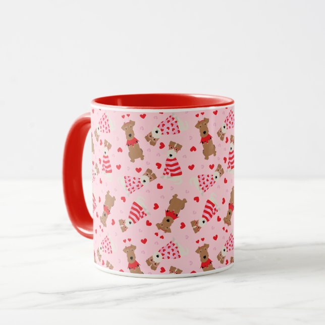 Mug Joyeux Valentines Day Welsh Wire Fox Terrier Chien (Devant gauche)