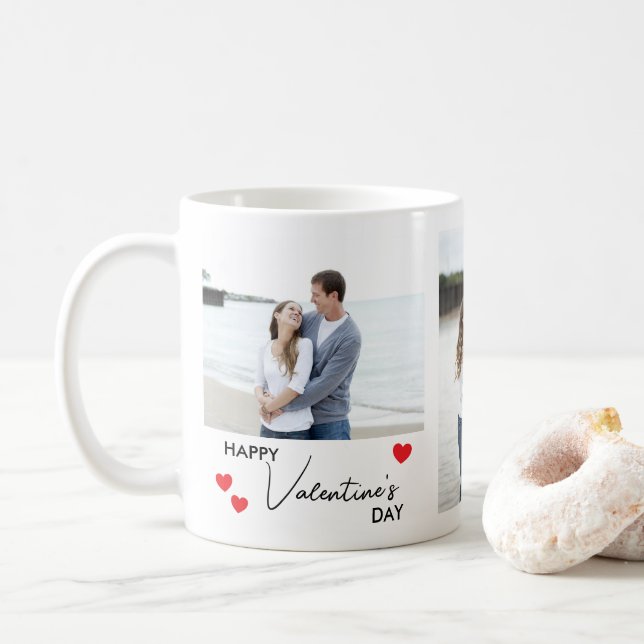 Mug Joyeux Valentines Jour 3 Photo Collage de noms per (Avec donut)