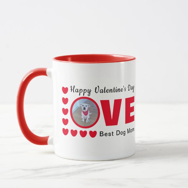 Mug Joyeux Valentines Jour Chien Maman Amour Coeurs Ro (Gauche)