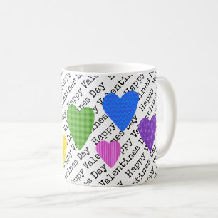 Mug Joyeux Valentines Jour Texte Coloré Coeurs Amour