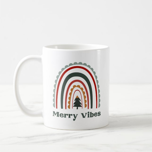 Mug Joyeux Vibes Boho Arc-en-ciel Noël Rétro (Gauche)