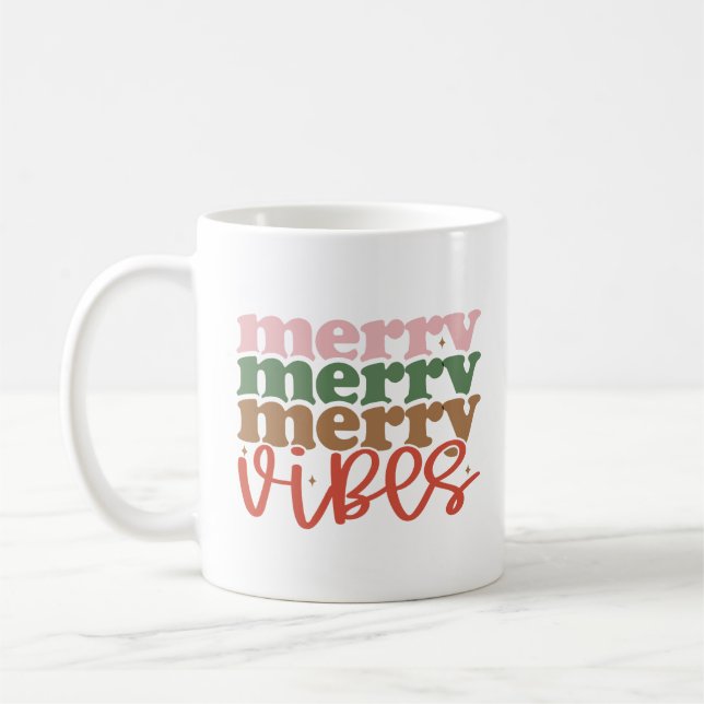 Mug Joyeux Vibes Retro Vacances de Noël Super (Gauche)