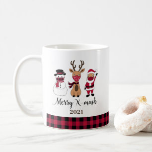 Mug Joyeux X Masque Drôle Buffalo Plaid Père Noël