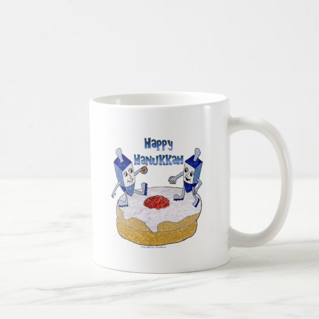Mug Judaica Happy Hanukkah Dancing Dreidels (Droite)