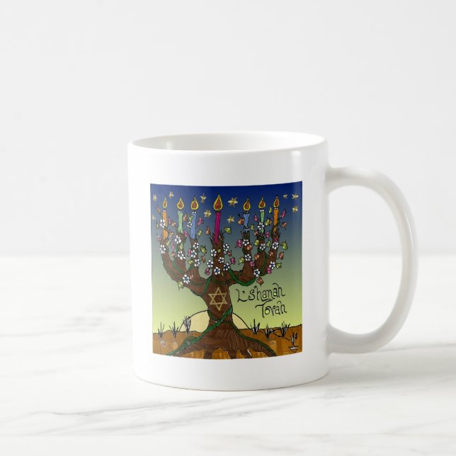 Mug Judaica L'shanah Tovah Arbre de vie Dons Vêtements (Droite)